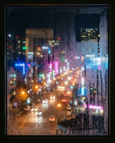 Frosted Glass Effect Transformation 6 — Nano Banana AI Prompt: The red of the rose bleeds through the frosted glass as a rich warm blur — petal...