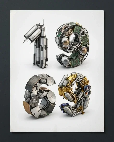 3D Typographic Sculptures of Historical Inventions 1