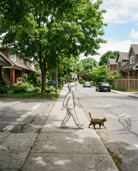 Realistic Photo with Hand-Drawn Sketch Character Overlay 3