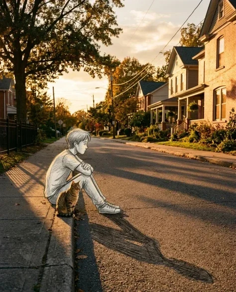 Realistic Photo with Hand-Drawn Sketch Character Overlay 7