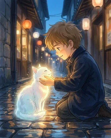 Anime Cinematic Scene in European Cobblestone Alley 5