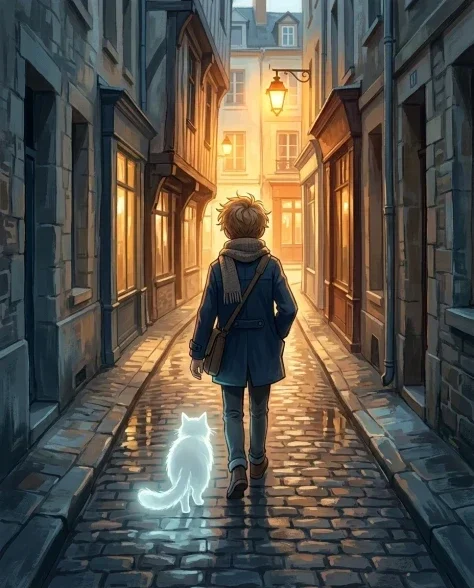 Anime Cinematic Scene in European Cobblestone Alley 7