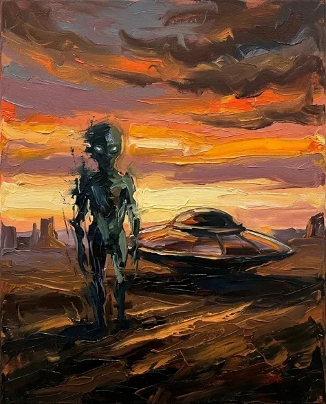Surreal Alien Figure in Energetic Painterly Style 6
