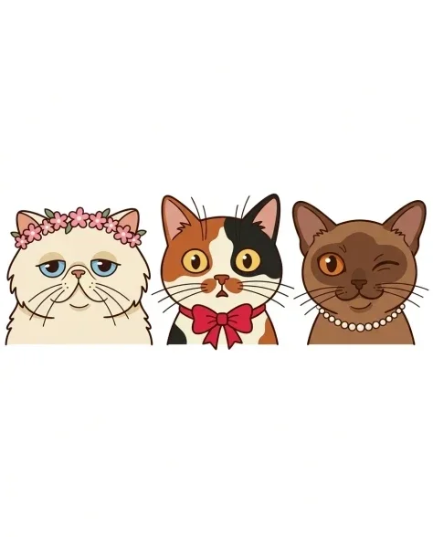 Whimsical Grid of Stylized Cat Faces 4