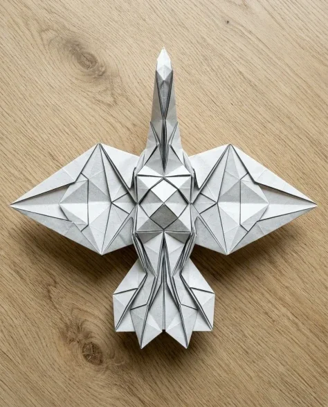 Hyper-Realistic Origami Sculpture on Minimalist Table 4