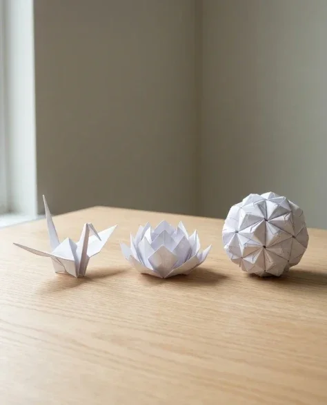 Hyper-Realistic Origami Sculpture on Minimalist Table 6