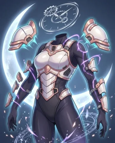 Mecha Armor Transformation Sequence with Combat Finale 4 — Nano Banana AI Prompt: An anime transformation sequence frame showing pearl white and rose gold armor p...