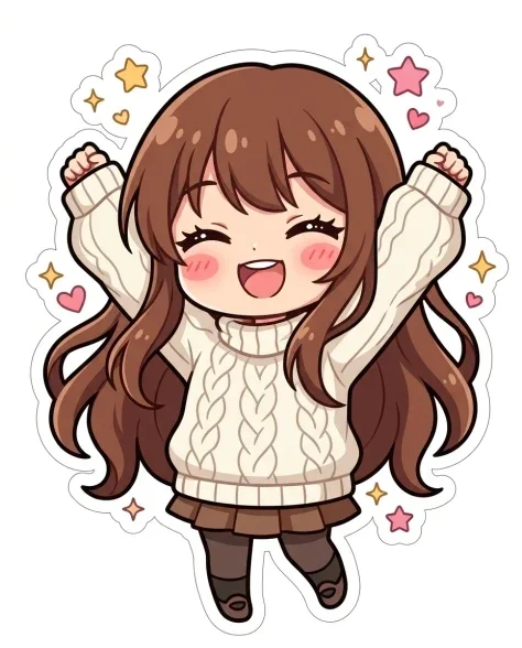 Chibi Anime Girl Sticker Sheet with Multiple Expressions 2