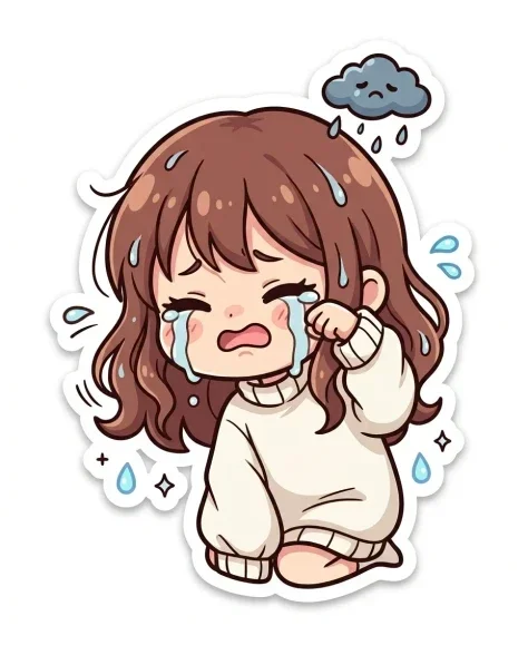 Chibi Anime Girl Sticker Sheet with Multiple Expressions 4