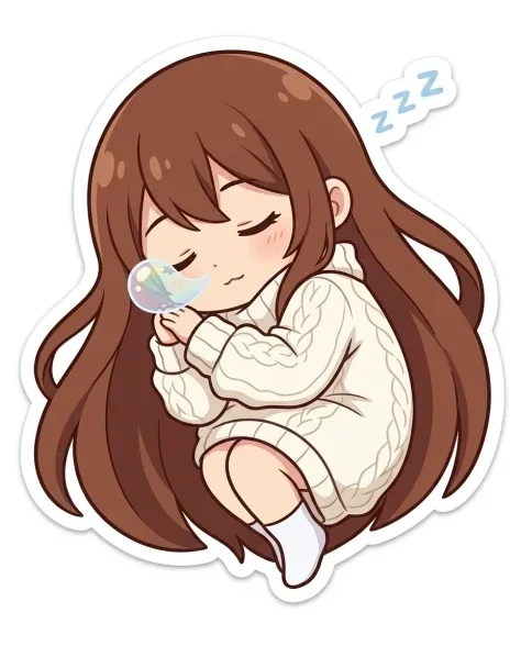 Chibi Anime Girl Sticker Sheet with Multiple Expressions 5