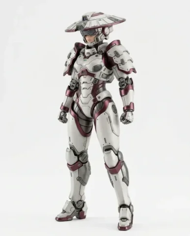 Full Armor Mecha Girl Collectible Model Kit Concept 1 — Nano Banana AI Prompt: Unit KG-07. A female humanoid figure encased in elaborate layered mechanical arm...