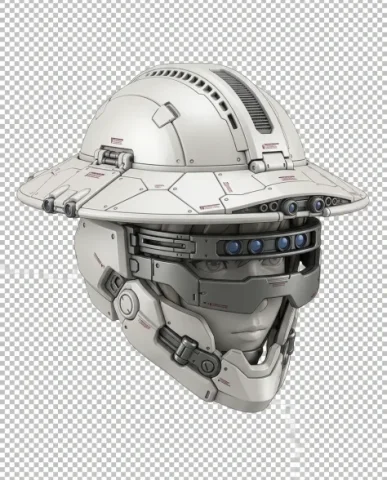 Full Armor Mecha Girl Collectible Model Kit Concept 2 — Nano Banana AI Prompt: The helmet design takes the broad flat silhouette of a historical infantry field...
