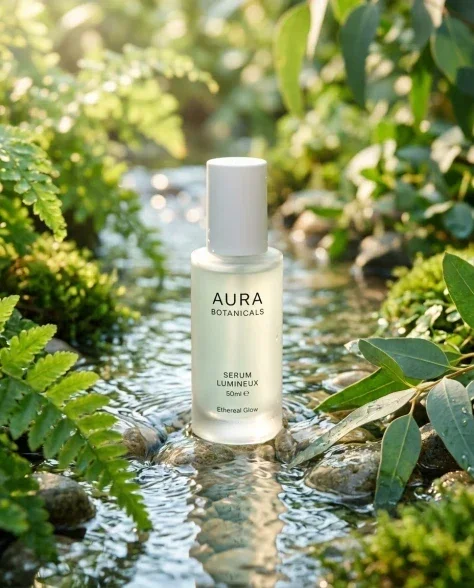Eco-Friendly Skincare Bottle in Serene Natural Setting 1