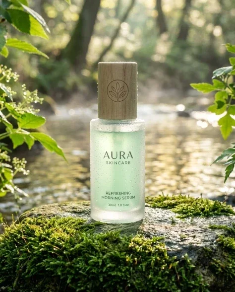 Eco-Friendly Skincare Bottle in Serene Natural Setting 2