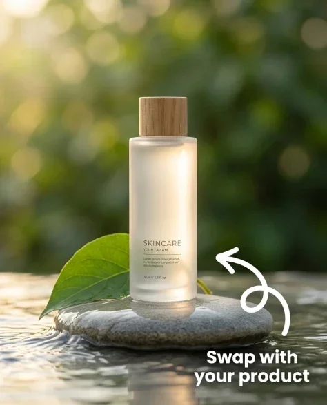 Eco-Friendly Skincare Bottle in Serene Natural Setting 3