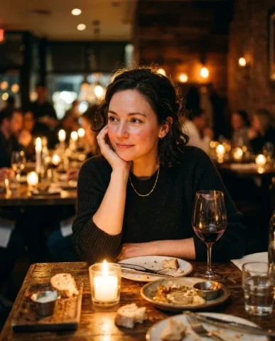Cinematic Close-Up of a Woman Toasting with Wine 6 — Nano Banana AI Prompt: The rim of the glass catches a bright specular highlight. Behind her, the dining...