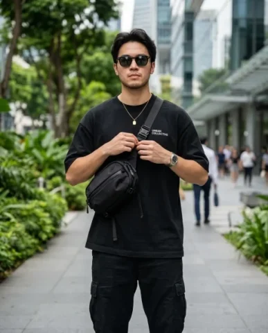 Ultra-Realistic Streetwear Portrait in Urban Setting 2 — Nano Banana AI Prompt: An ultra-realistic full-body portrait of a young man maintaining strict facial i...