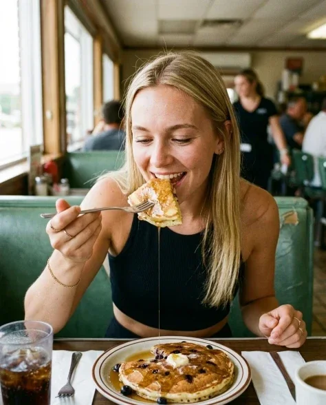 Retro Diner Lifestyle Portrait with Pancakes 6
