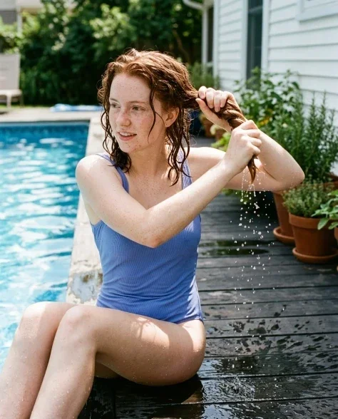 Sun-Soaked Poolside Relaxation Portrait 1