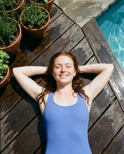 Sun-Soaked Poolside Relaxation Portrait 5