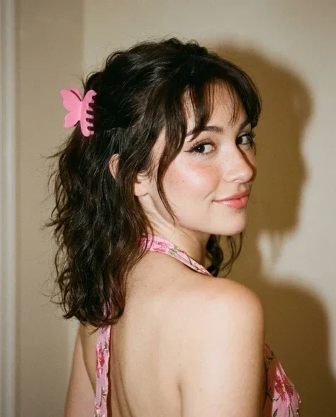 Soft Flash Coquette Portrait with Butterfly Clip 6