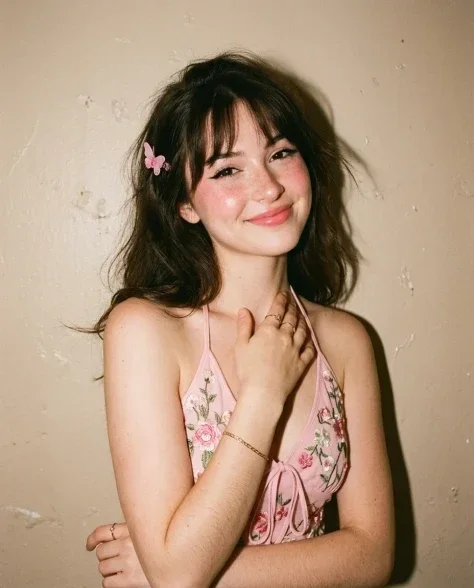 Soft Flash Coquette Portrait with Butterfly Clip 7