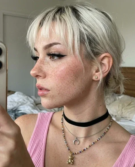 Photorealistic Influencer Close-Up Selfie with Layered Necklaces 6