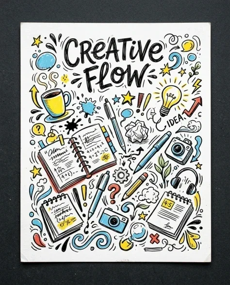 Hand-Drawn Doodles Creative Flow Sketchbook Poster 1