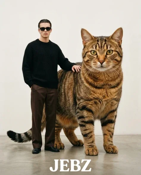 Surreal Oversized Cat Fashion Studio Editorial 3