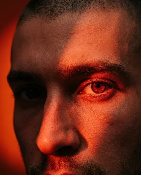 Red-Orange Dramatic Lighting Close-Up Portrait 3