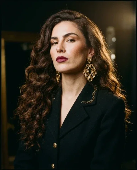 Bold Opulent Gold Statement Earring Dramatic Portrait 1