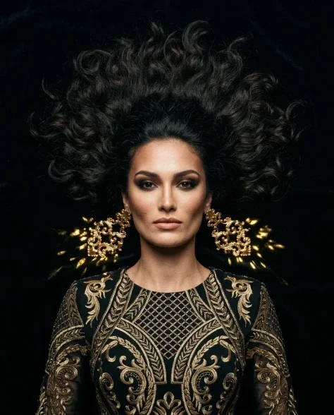 Bold Opulent Gold Statement Earring Dramatic Portrait 6