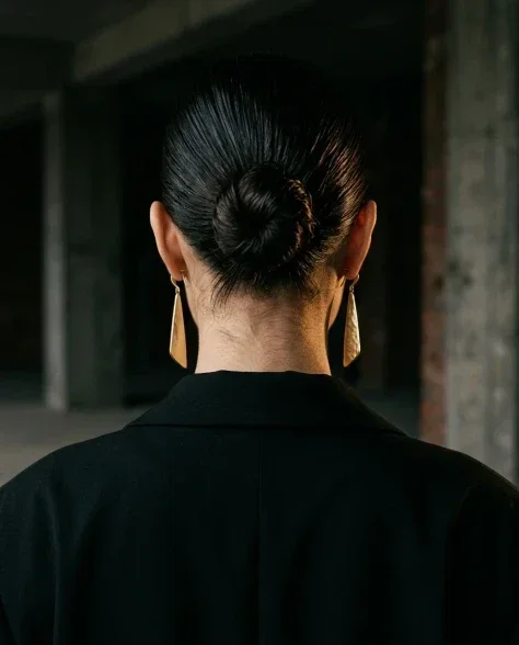 Edgy Smoky Eye Gold Earring Moody Editorial Portrait 7
