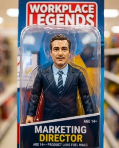 AI Action Figure Box Your Professional Self 2 — Nano Banana AI Prompt: Macro close-up of the action figure's face and upper body through the clear plas...