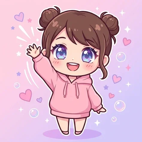 Adorable Chibi Avatar Transformation 3 — Nano Banana AI Prompt: She wears a cozy oversized pastel pink hoodie in simplified chibi style with min...