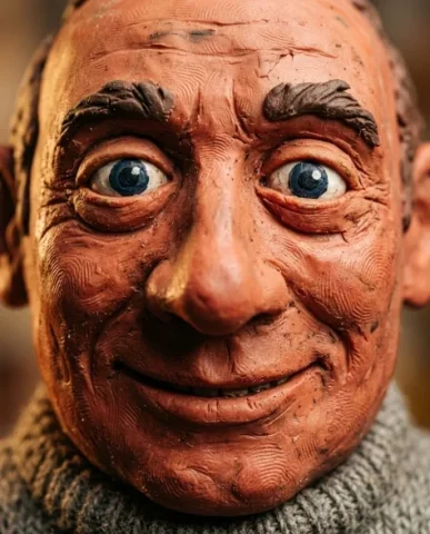 Claymation Portrait Wallace and Gromit Style 2 — Nano Banana AI Prompt: The anti-AI aesthetic that triggers nostalgia. Stop-motion animation frame quali...