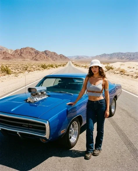 Desert Fashion Editorial with Classic Muscle Car 7