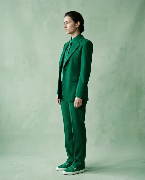 Monochrome Emerald High-Fashion Editorial 5