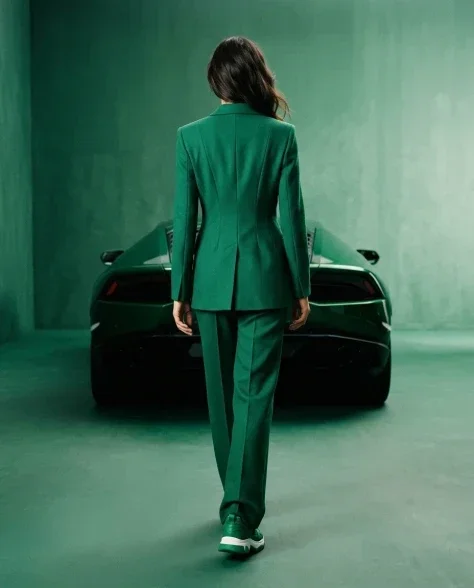 Monochrome Emerald High-Fashion Editorial 7