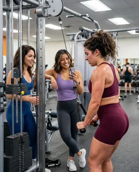 Gym Selfie Trio — Athletic Activewear Portrait 4
