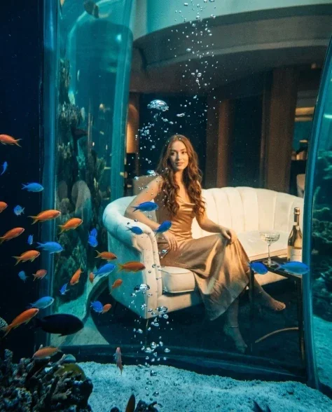 Luxury Underwater Aquarium Lounge Portrait 6