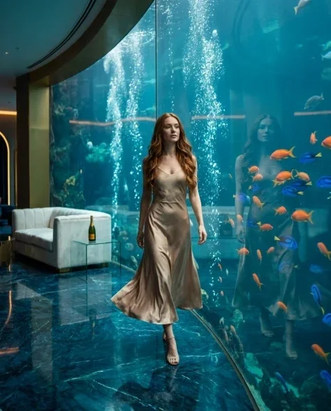 Luxury Underwater Aquarium Lounge Portrait 7
