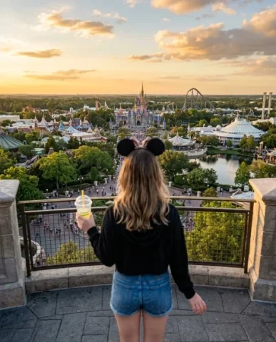 Theme Park Day — 3x3 Candid Smartphone Grid 7 — Nano Banana AI Prompt: The subject is slightly out of focus while the landscape behind is sharper — the...