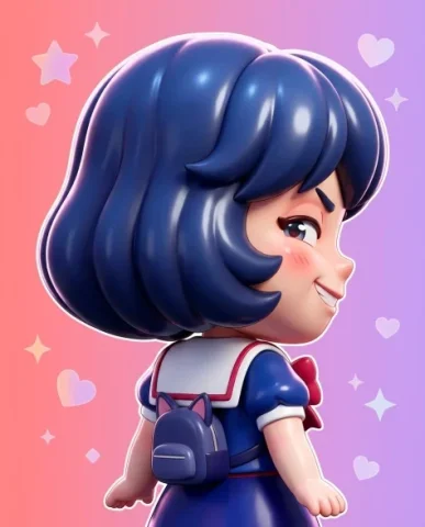 3D Chibi Character Transformation from Reference 3 — Nano Banana AI Prompt: The new angle reveals the character's profile — the chibi-proportioned nose in p...