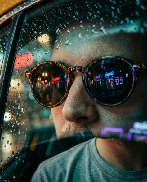 Rainy Night Taxi Cinematic Through Window 3