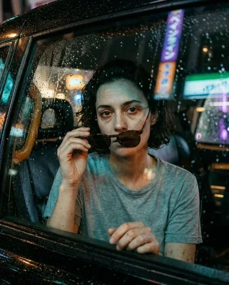 Rainy Night Taxi Cinematic Through Window 5