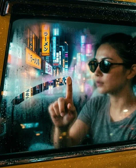 Rainy Night Taxi Cinematic Through Window 6