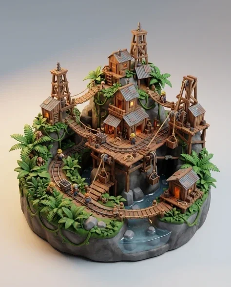 Collectible Diorama — Jungle Mining Settlement 1