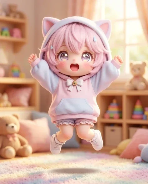 3D Tiny Anime Girl Character Action Sequence 1