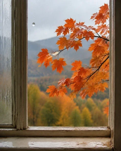 Autumn Rain at the Window